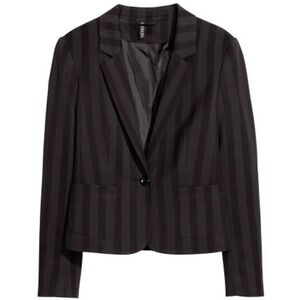 H&M Wednesday Striped Fitted Blazer Sz S Brown Black Goth Dark Academia Cropped